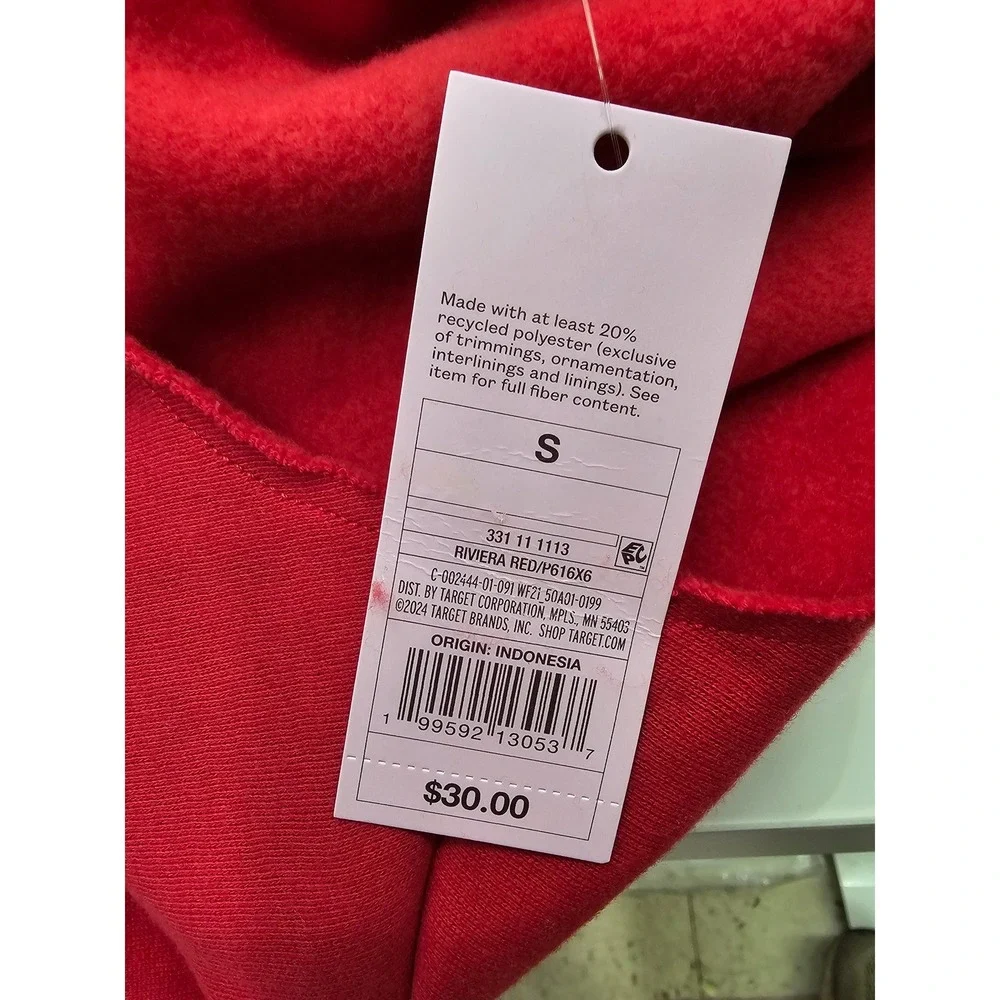 Wild Fable Hard Pass Heart Sweatshirt Riviera Red Boat Neck Pullover Small NEW - Picture 3 of 7